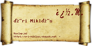 Őri Miklós névjegykártya